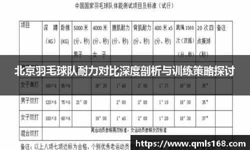 北京羽毛球队耐力对比深度剖析与训练策略探讨